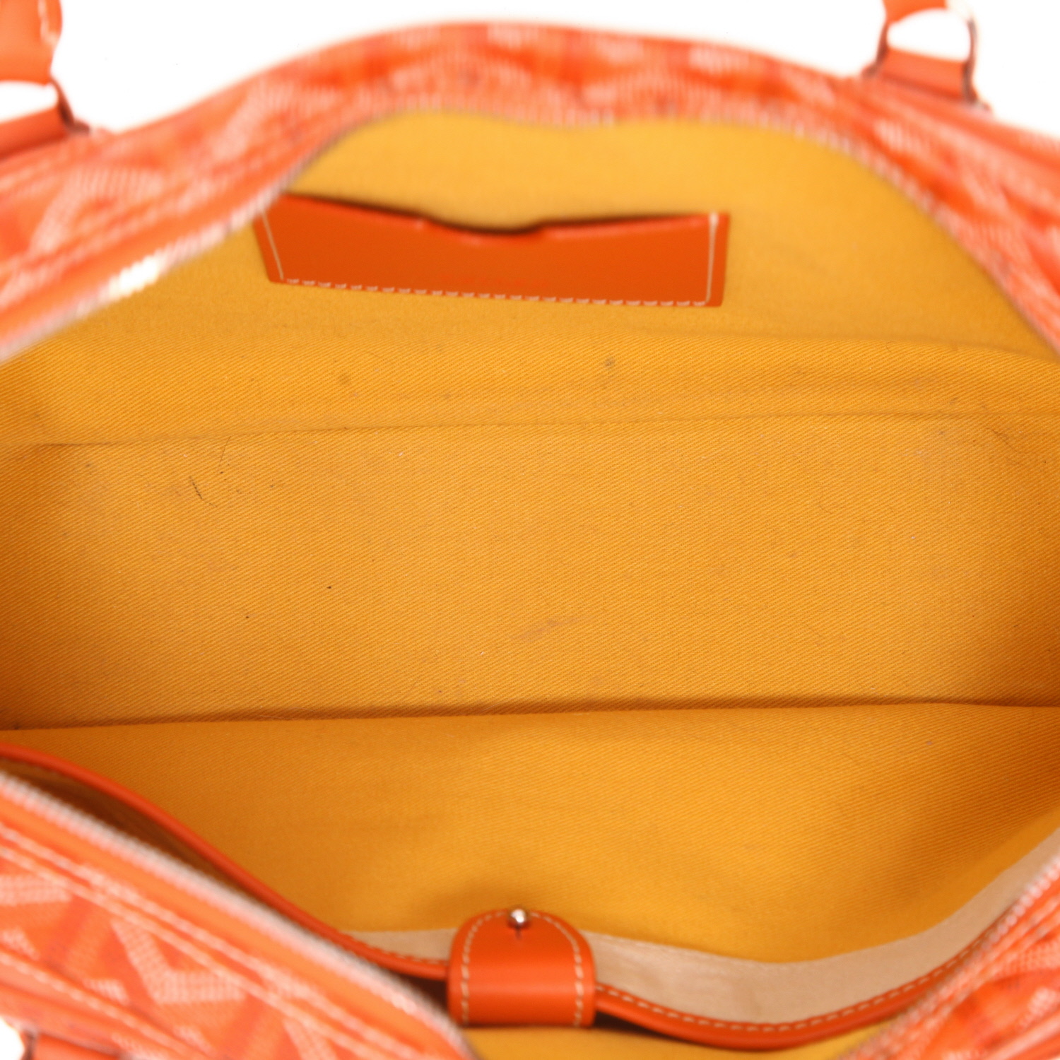 Sac porté épaule ou main Goyard  Saint Martin en toile Goyardine orange et cuir orange - Detail D3