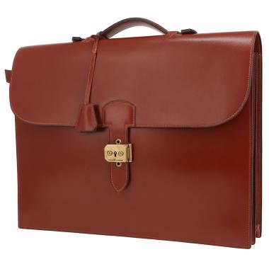 Porte-documents Hermès  Sac à dépêches en cuir box cognac