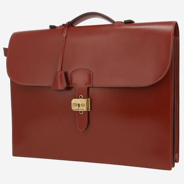 Hermès  Sac à dépêches briefcase  in cognac box leather
