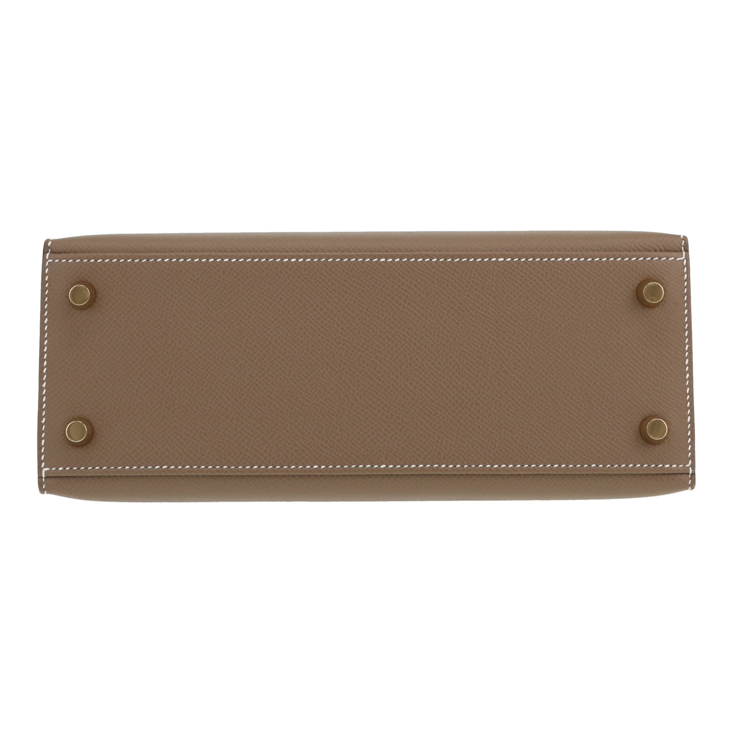 Bolso de mano Hermès  Kelly 25 cm en cuero epsom marrón etoupe - Detail D1