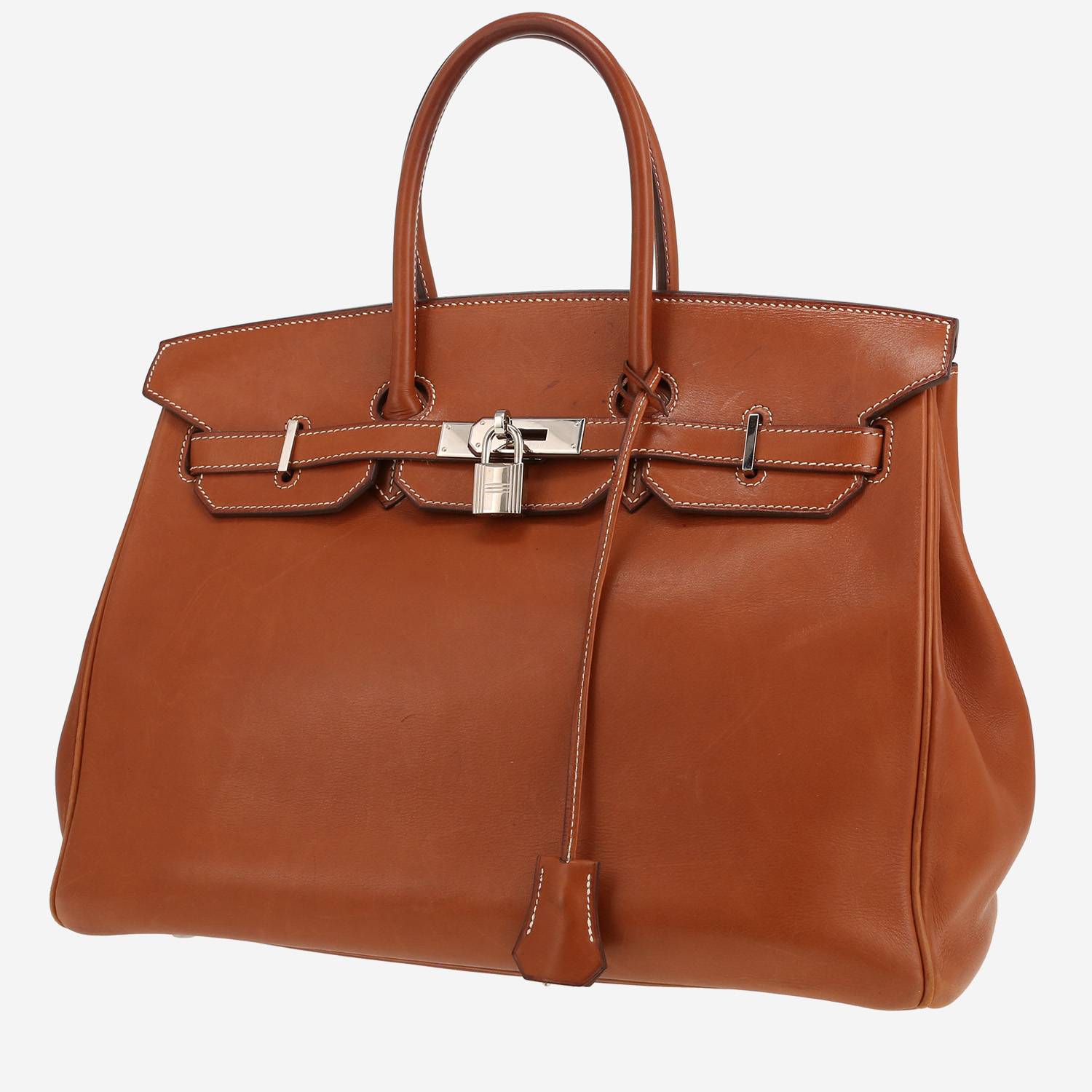 Bolso de mano Hermès  Birkin 35 cm en cuero Barenia rojizo