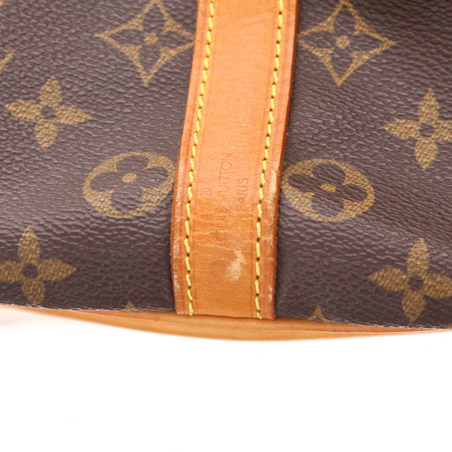 Borsa Louis Vuitton  Noé in tela monogram marrone e pelle naturale - Detail D2