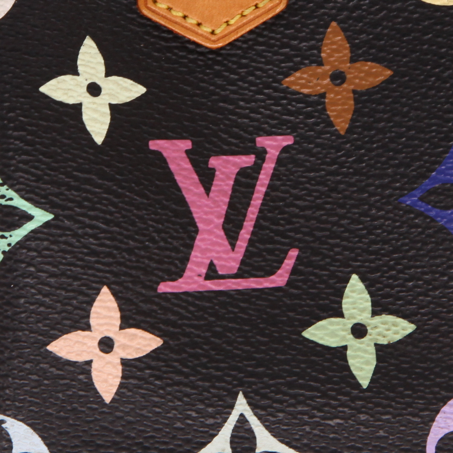 Sac à main Louis Vuitton x Takashi Murakami Nano Speedy en toile monogram noire et multicolore et cuir naturel - Detail D2