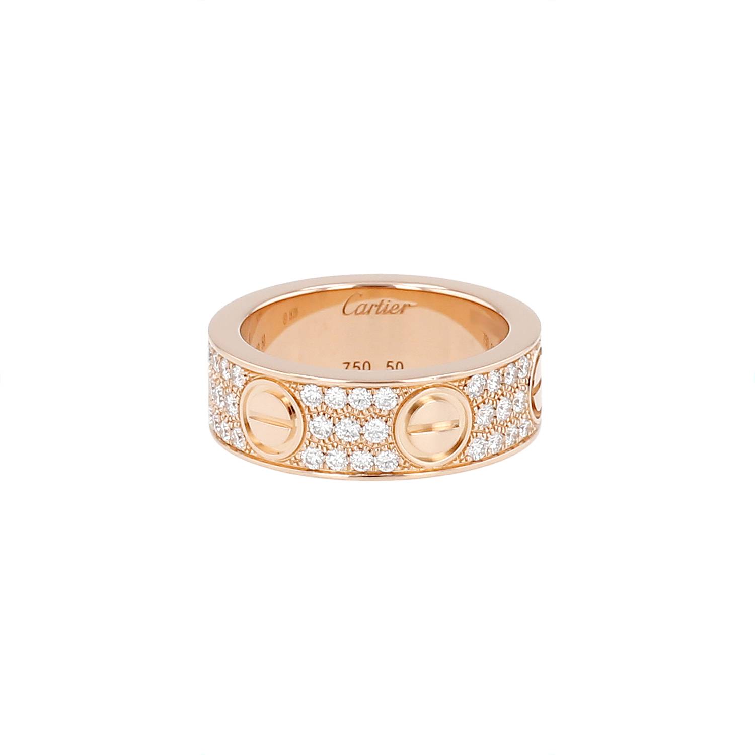 Bague Cartier Love Pavé Or Rose Diamants Occasion