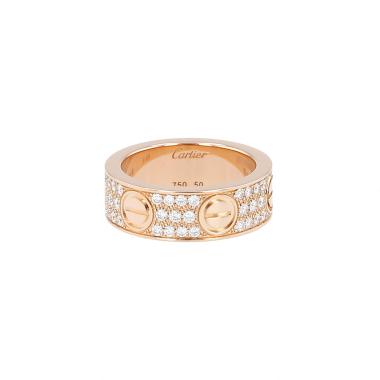 Sortija Cartier Love pavé de oro rosa y diamantes