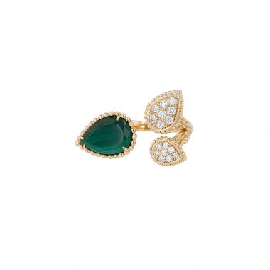 Sortija abierta Boucheron Serpent Bohème de oro amarillo, malaquita y diamantes
