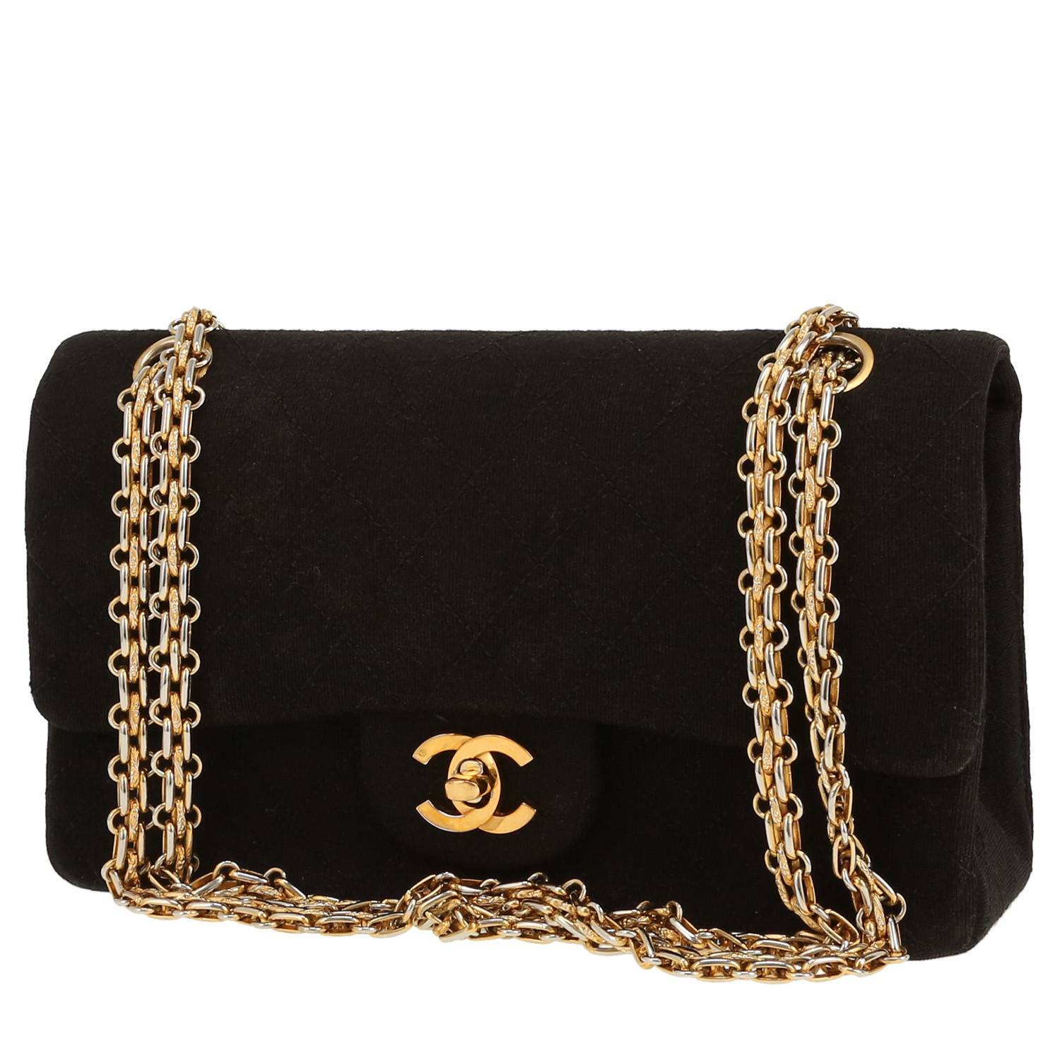 Sac Bandoulière Chanel Timeless Petit Jersey Noir Occasion Sac Bandoulière Chanel Timeless Petit Jersey Noir Occasion