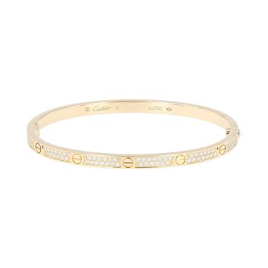 Bracciale Cartier Love pavé modello piccolo in oro giallo e diamanti