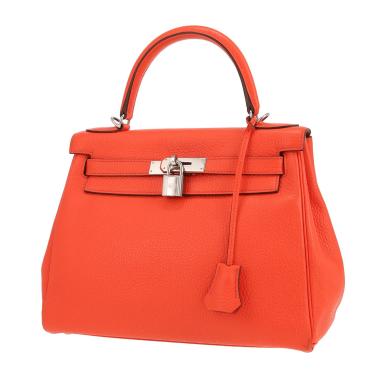 Sac à main Hermès  Kelly 28 cm en cuir togo orange