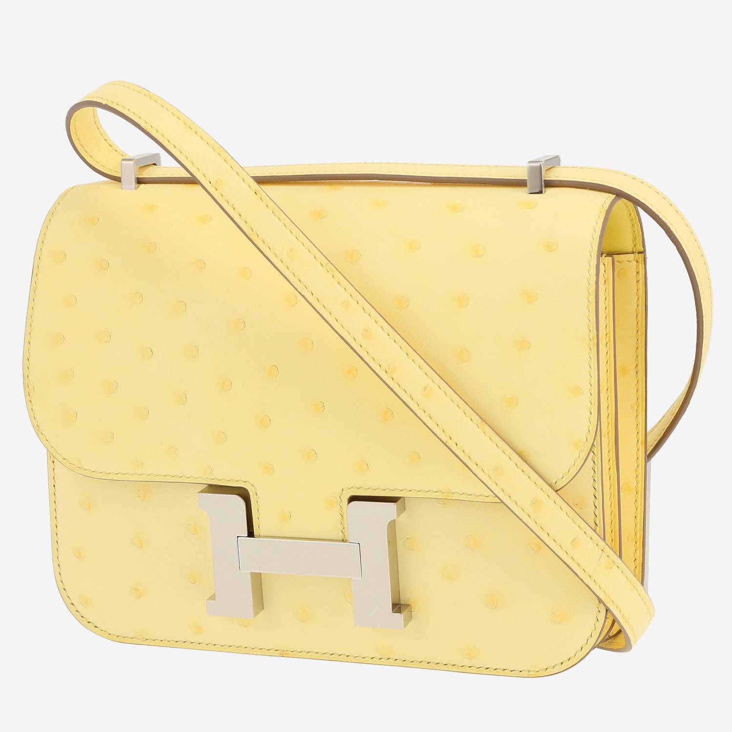 Bolso de mano Hermès  Constance en avestruz Jaune Limoncello