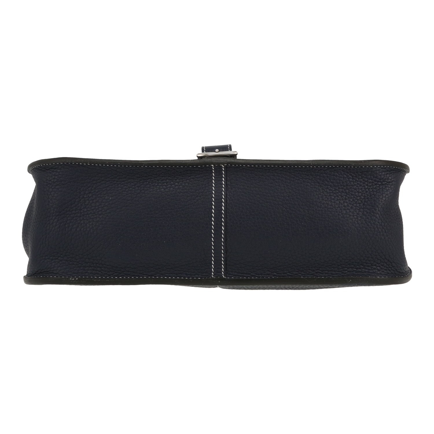 Sac bandoulière Hermès  Halzan en cuir togo bleu - Detail D1