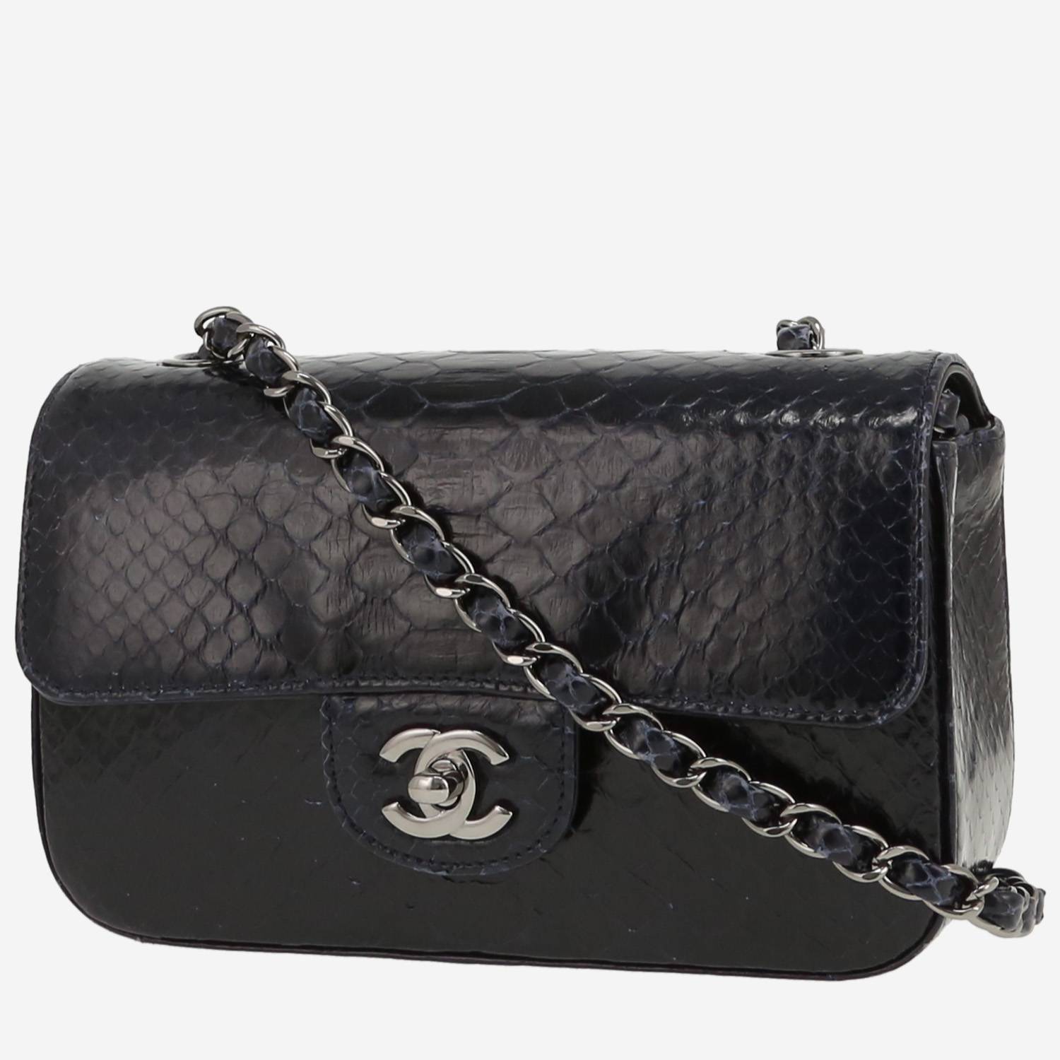 Borsa a tracolla Chanel  Mini Timeless in pitone blu marino