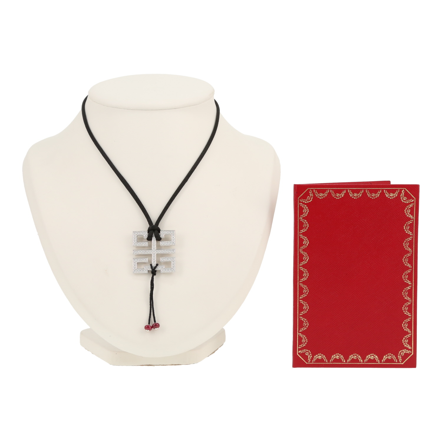 Cartier Le Baiser du Dragon necklace in white gold, diamonds and ruby - Detail D2