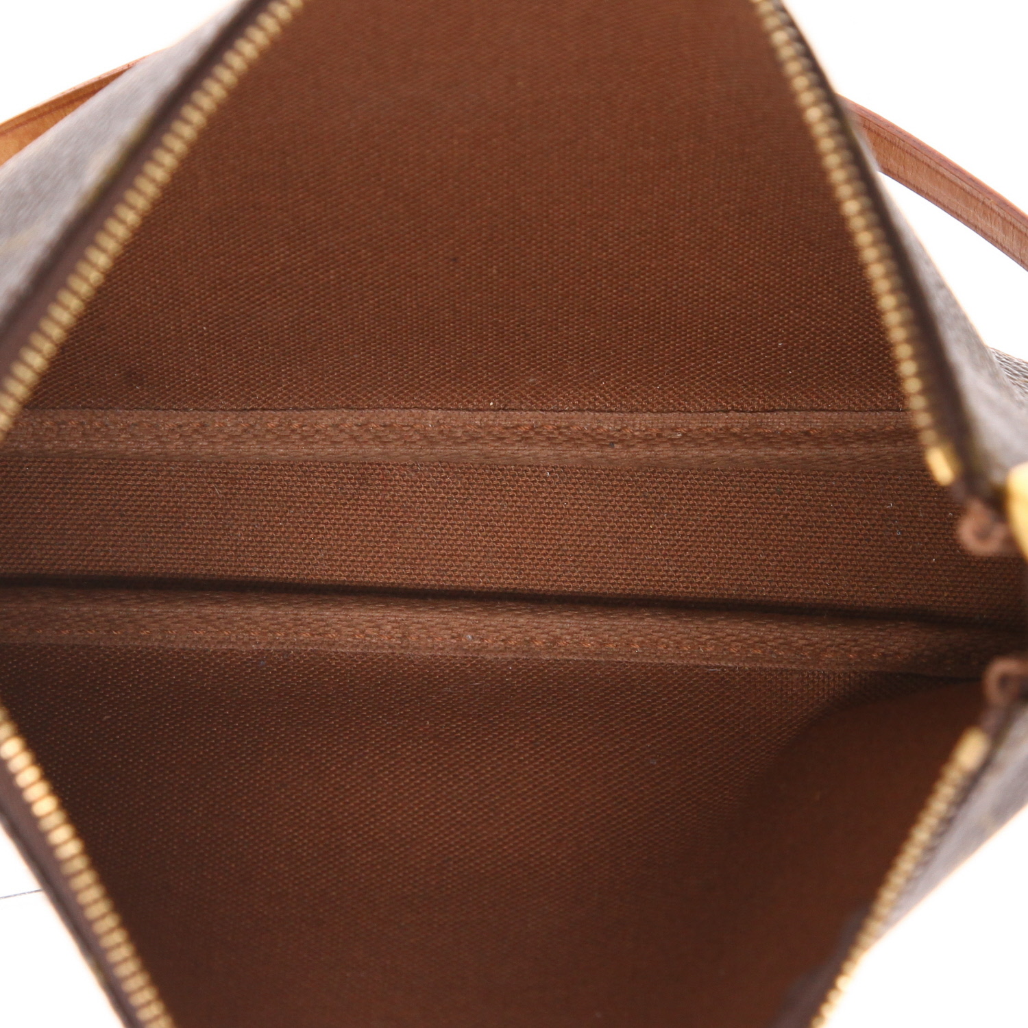 Borsa Louis Vuitton  Pochette accessoires in tela monogram marrone e pelle naturale - Detail D3