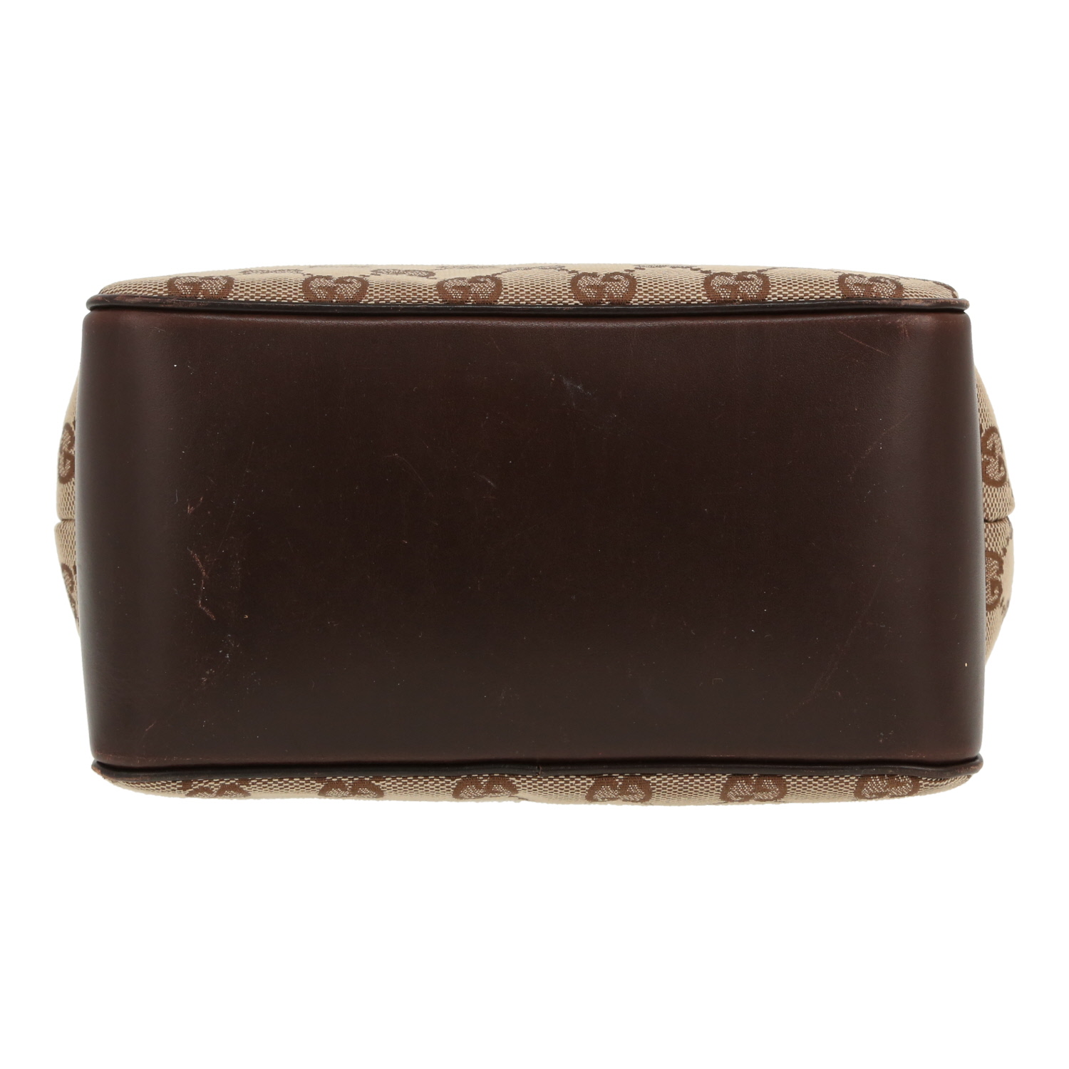 Bolso de mano Gucci   en tejido "sûpreme GG" beige y cuero marrón - Detail D1