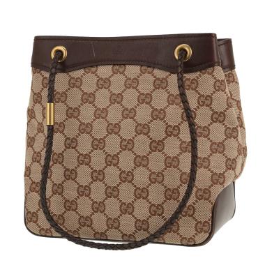 Sac à main Gucci   en toile sûpreme GG beige et cuir marron