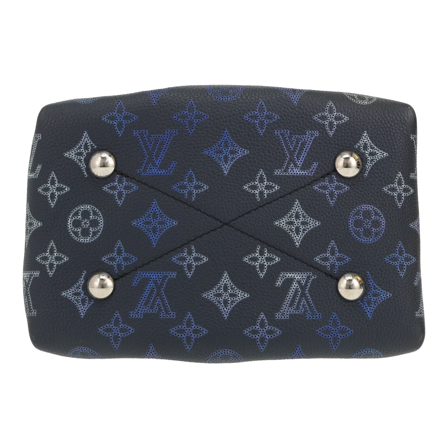 Bolso para llevar al hombro Louis Vuitton  Bella en cuero mahina azul marino y azul claro - Detail D1