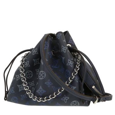 Sac porté épaule Louis Vuitton  Bella en cuir Mahina bleu-marine et bleu-ciel