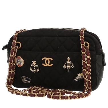 Chanel  Camera handbag  in black quilted canvas  and black quilted leather
