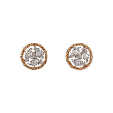 Paire de boucles d'oreilles Buccellati en or jaune, or blanc et diamants