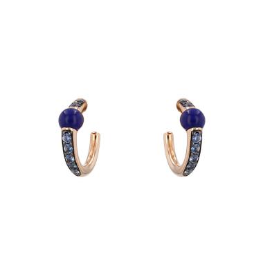Pomellato M'ama Non M'ama hoop earrings in pink gold, lapis-lazuli and sapphires