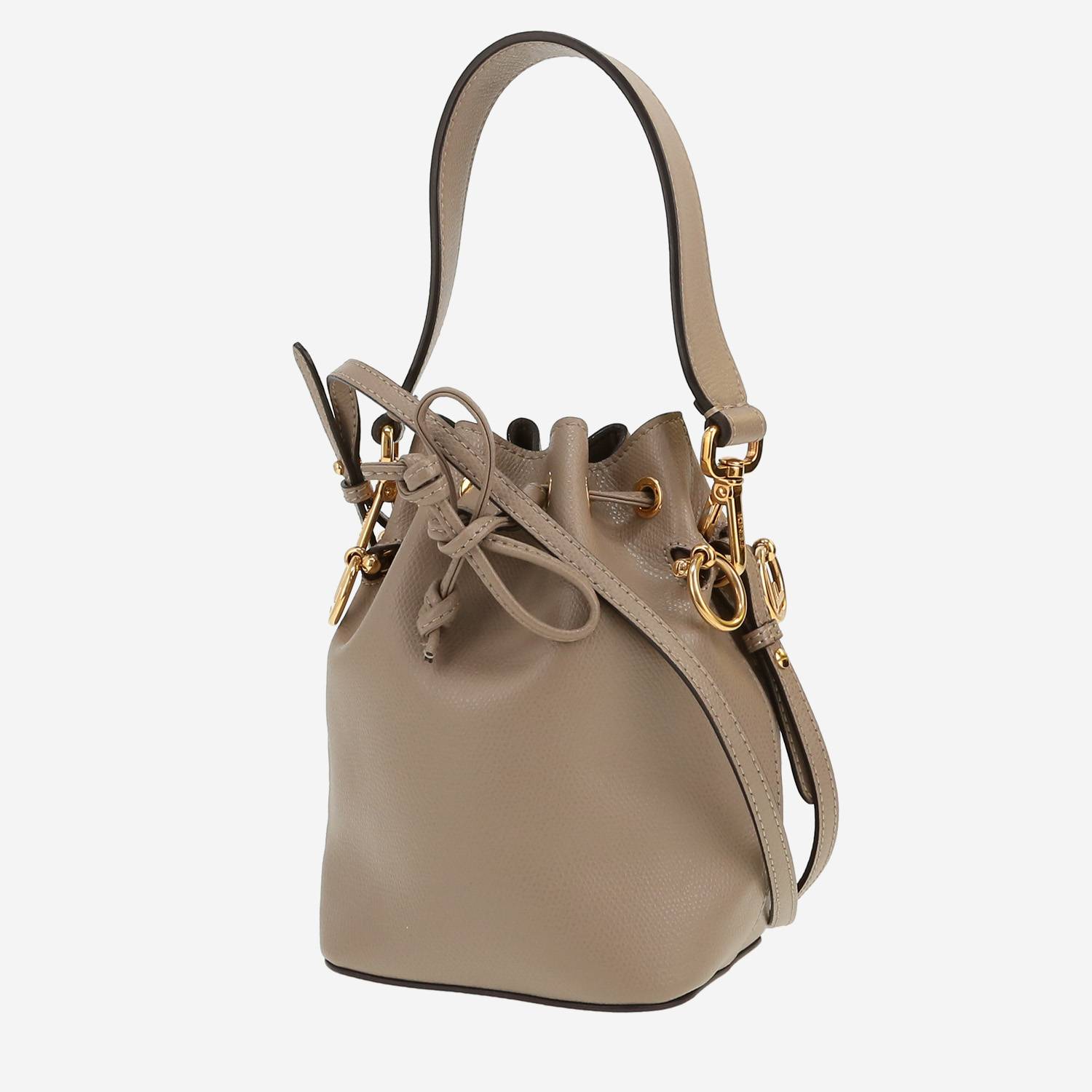 Borsa a tracolla Fendi  Mon Trésor in pelle color talpa