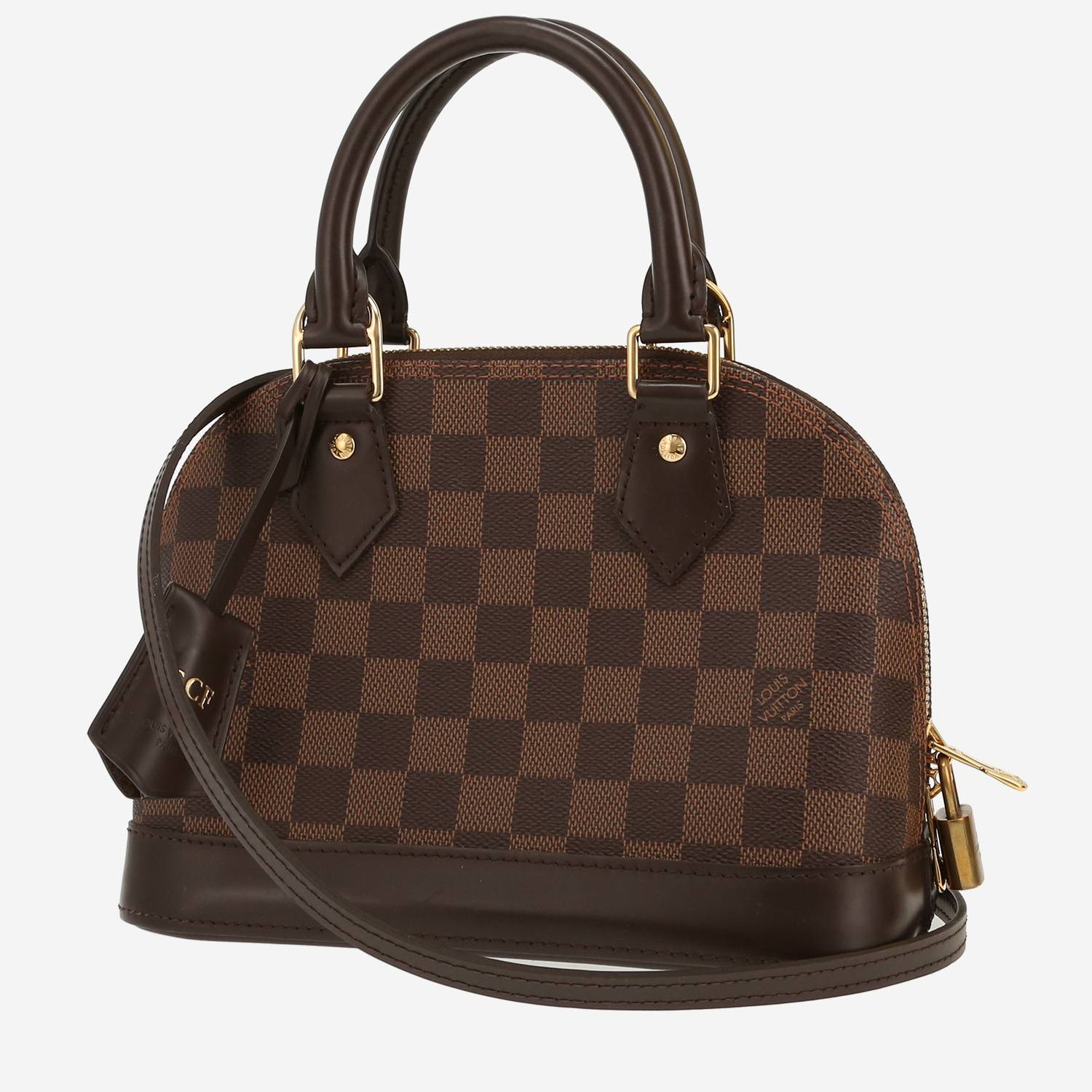 Bolso de mano Louis Vuitton  Alma BB en lona a cuadros ébano y cuero marrón