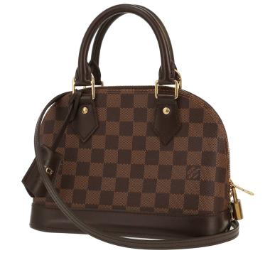 Bolso de mano Louis Vuitton  Alma BB en lona a cuadros ébano y cuero marrón