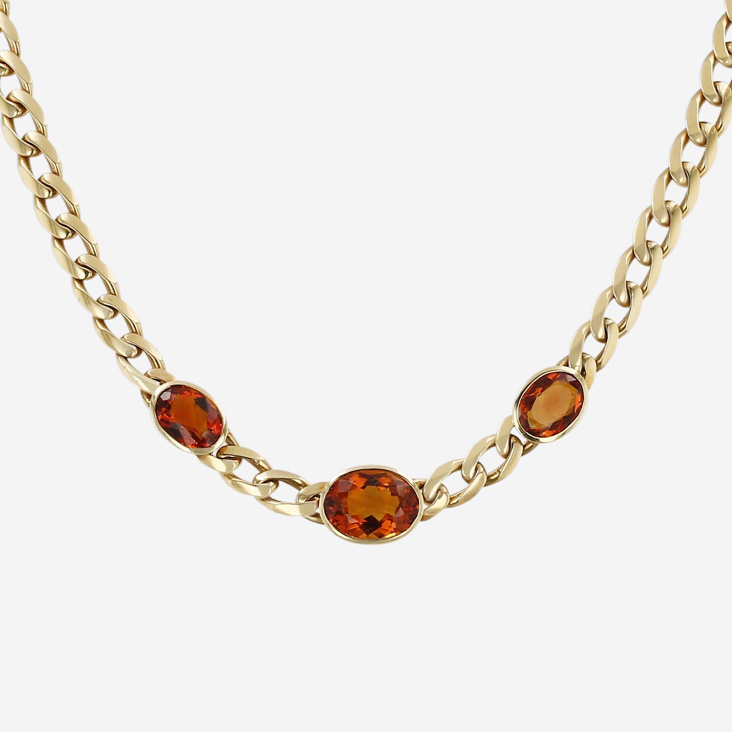 Collana Vintage  in oro giallo e quarzi citrini