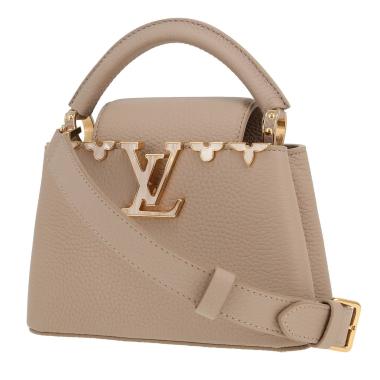 Bolso bandolera Louis Vuitton  Capucines mini  en cuero granulado color topo