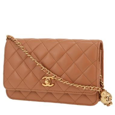 Sac bandoulière Chanel  Wallet on Chain en cuir matelassé marron