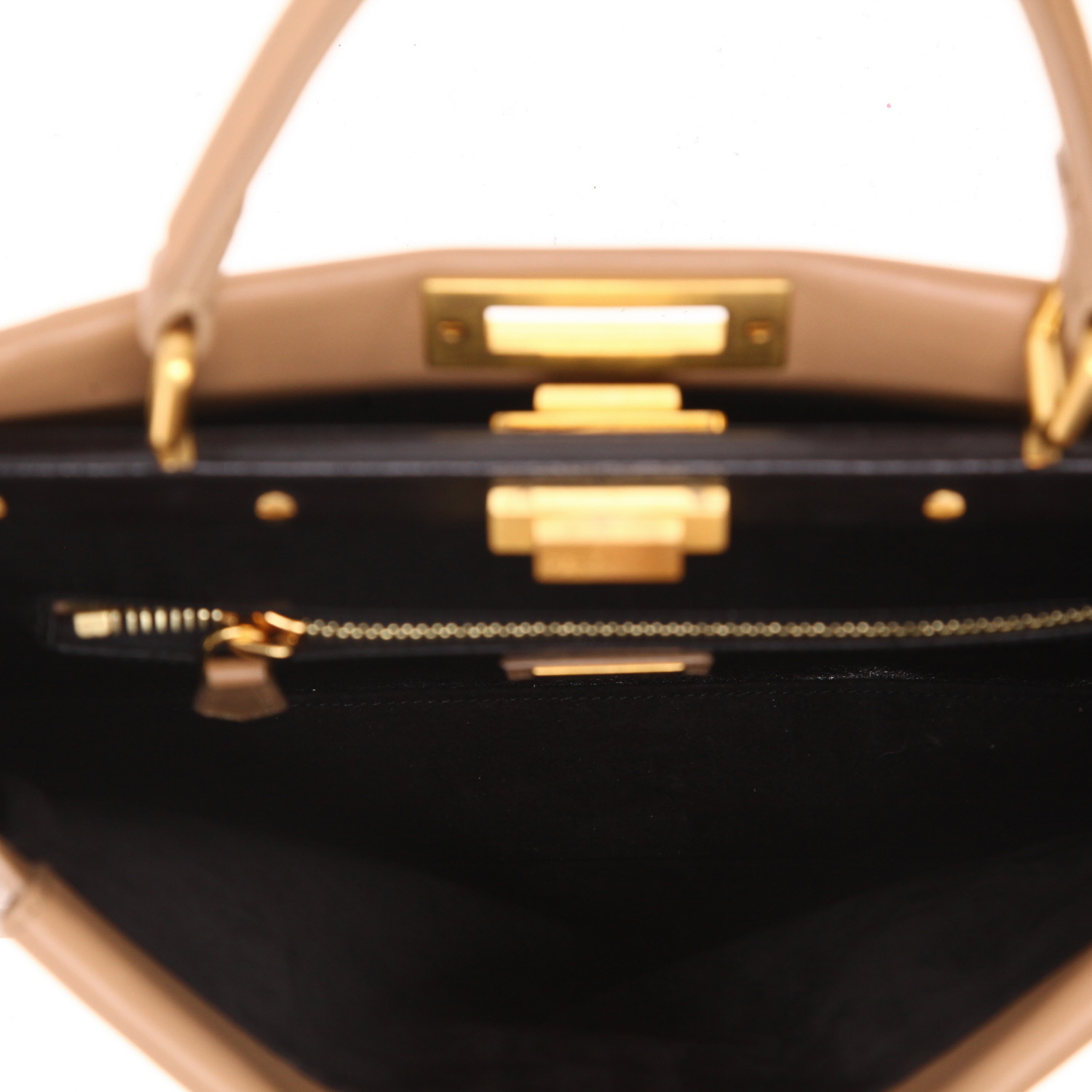 Fendi  Peekaboo handbag  in beige leather - Detail D3