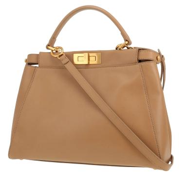 Sac à main Fendi  Peekaboo en cuir beige