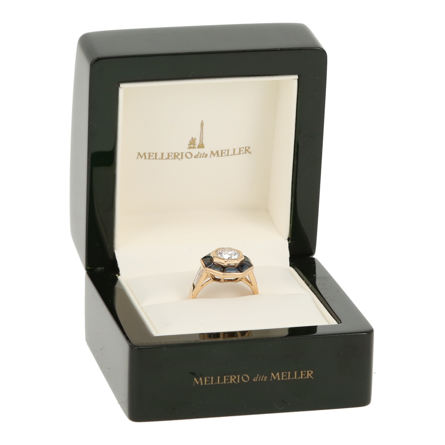 Bague Mellerio en or jaune, diamant et saphirs - Detail D2