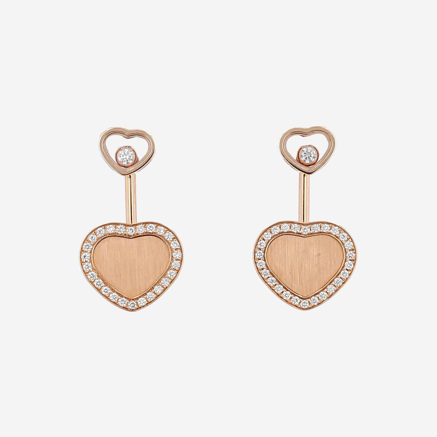 Orecchini Chopard Happy Hearts in oro rosa e diamanti