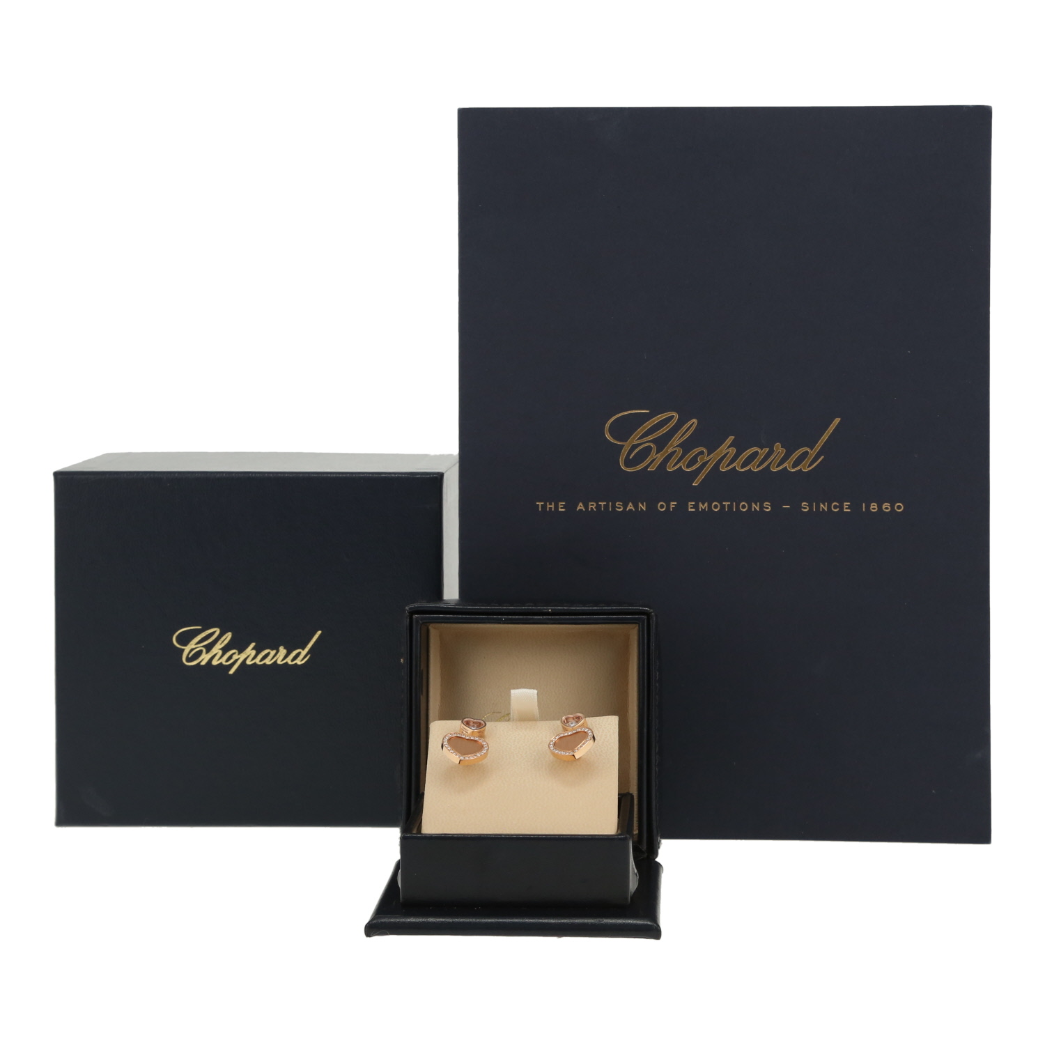 Pendientes Chopard Happy Hearts de oro rosa y diamantes - Detail D2