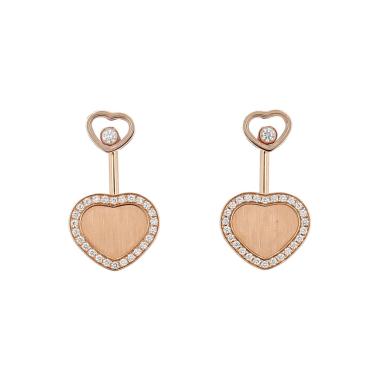 Orecchini Chopard Happy Hearts in oro rosa e diamanti