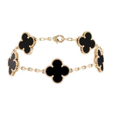 Brazalete Van Cleef & Arpels Vintage Alhambra de oro amarillo y ónix