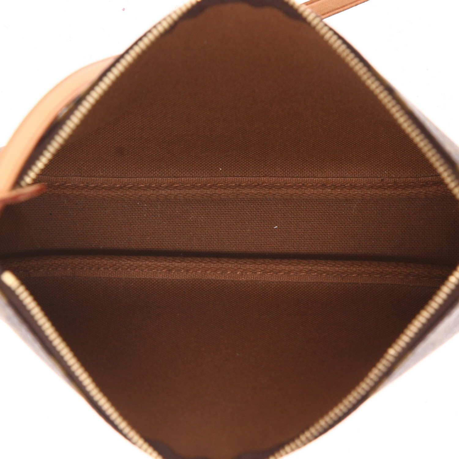Sac à main Louis Vuitton  Pochette accessoires en toile monogram marron et cuir naturel - Detail D3