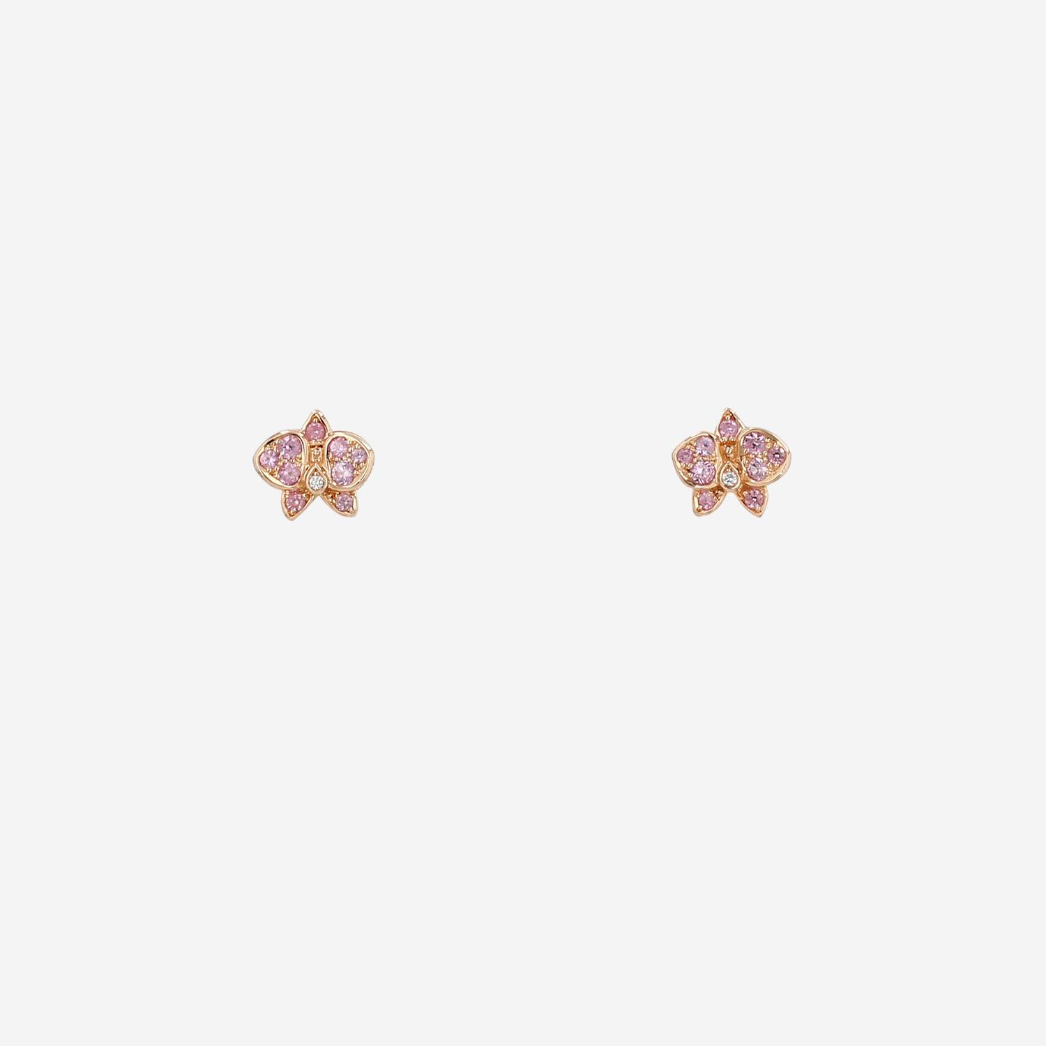 Cartier Caresse d'Orchidées small model earrings in pink gold, sapphires and diamonds