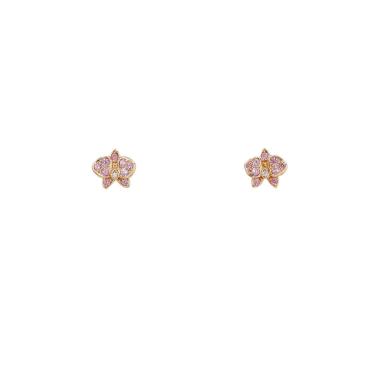 Paire de boucles d'oreilles Cartier Caresse d'Orchidées petit modèle en or rose, saphirs roses et diamants