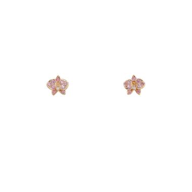 Pendientes Cartier Caresse d'Orchidées modelo pequeño de oro rosa, zafiros rosa y diamantes