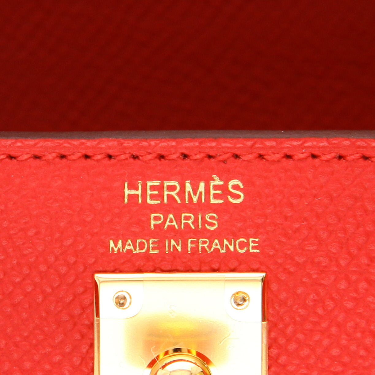 Hermès  Kelly 25 cm handbag  in Rouge Radieux epsom leather - Detail D2