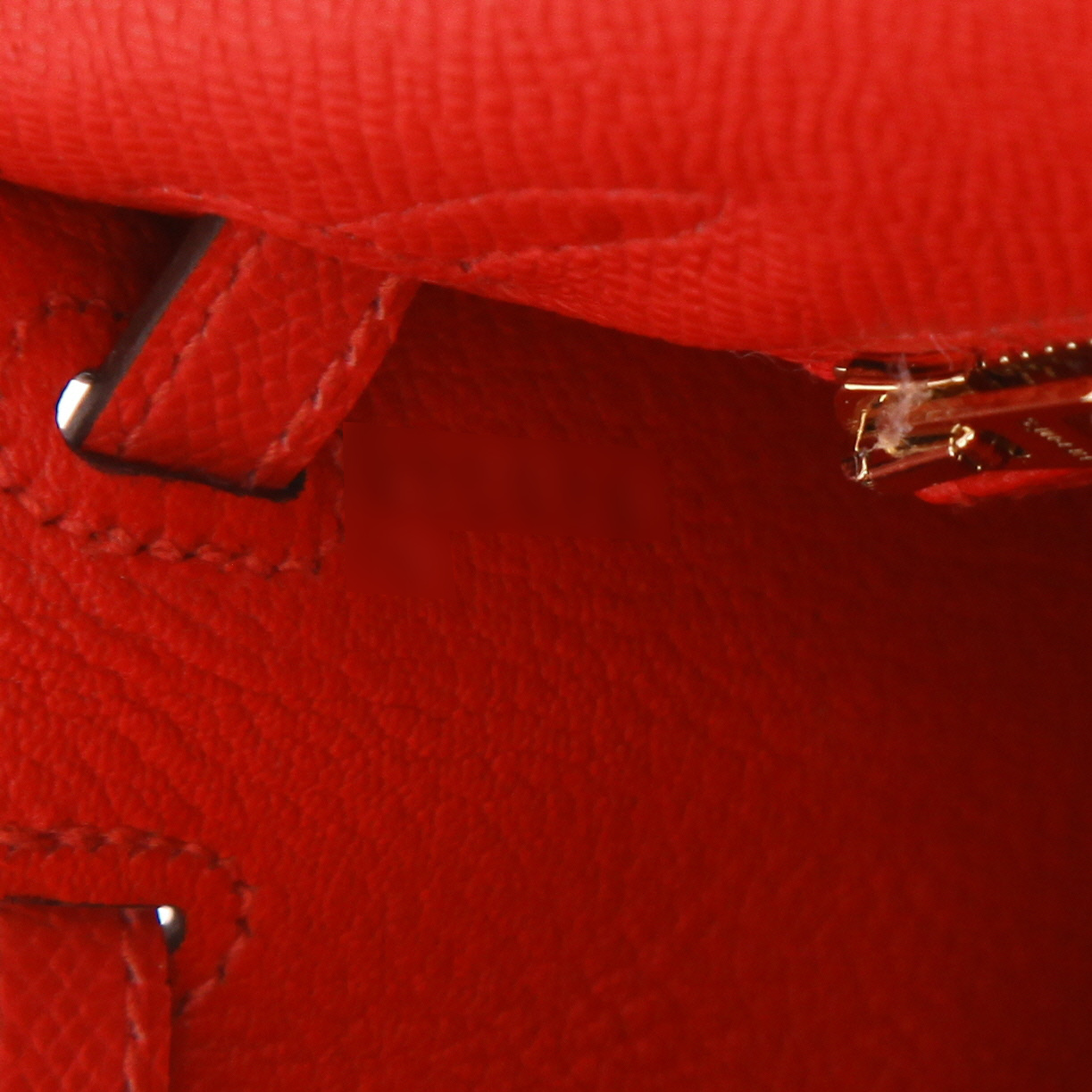 Bolso de mano Hermès  Kelly 25 cm en cuero epsom Rouge Radieux - Detail D4