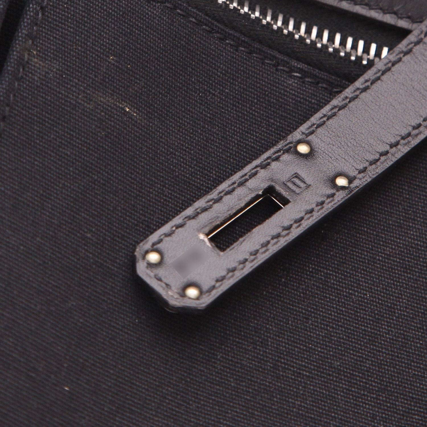 Borsa Hermès  Kelly Lakis in pelle box nera e tela nera - Detail D4