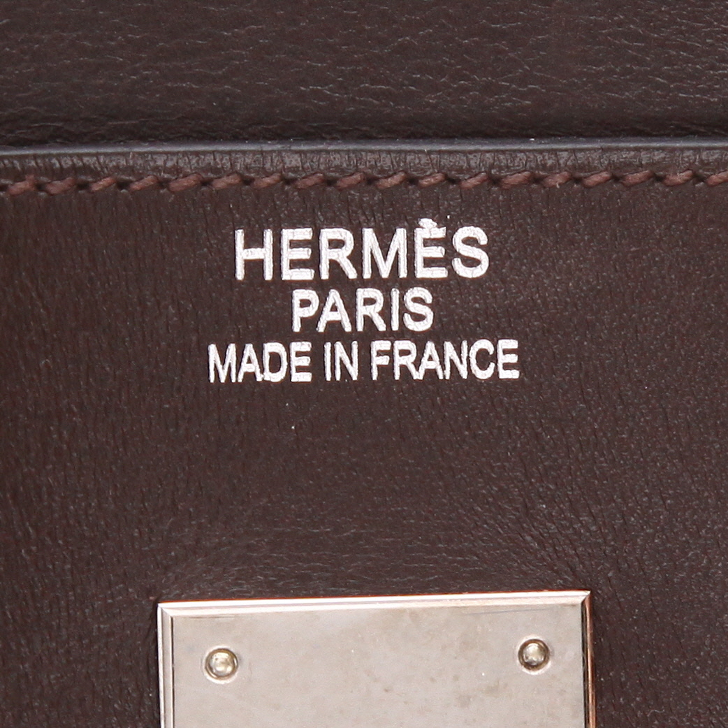 Borsa Hermès  Haut à Courroies 32 cm in pelle box marrone - Detail D2