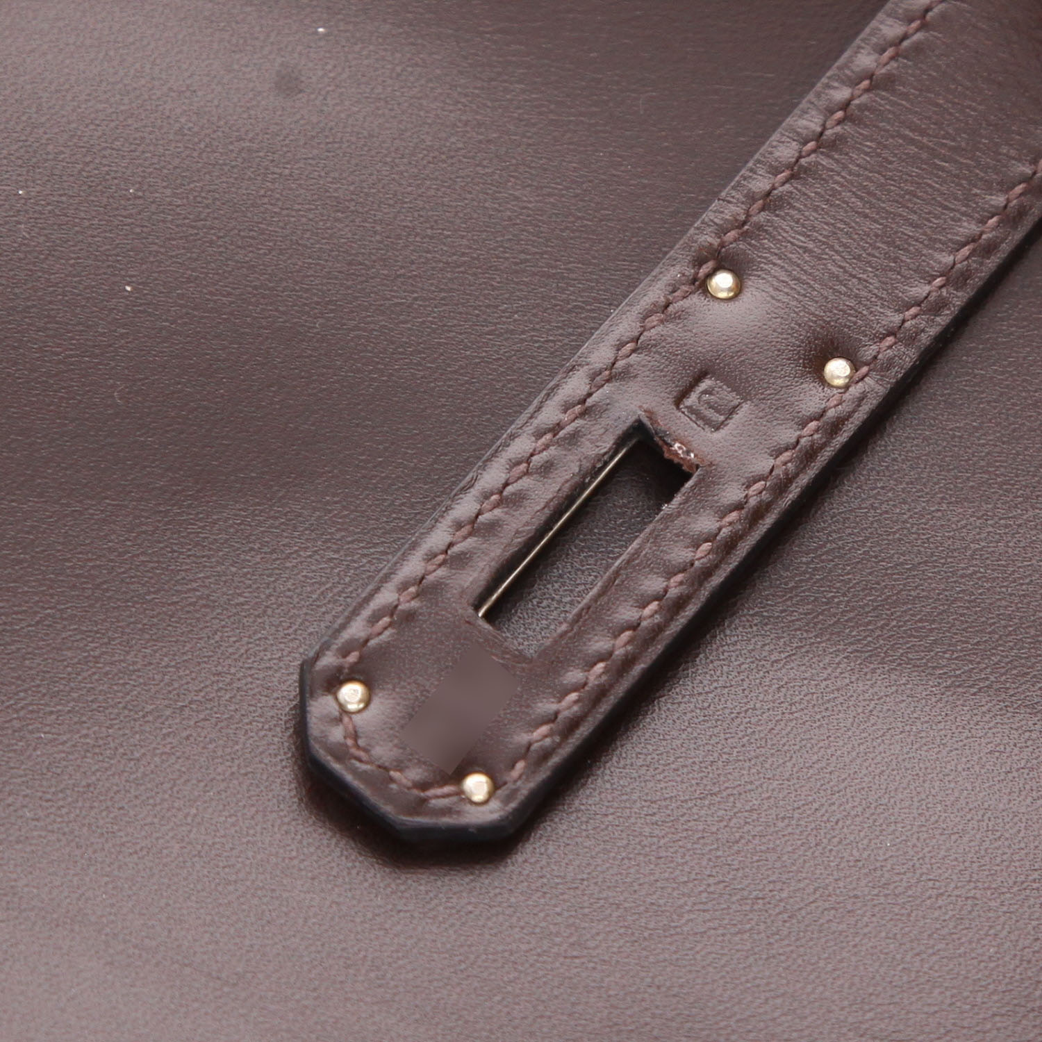 Bolso de mano Hermès  Haut à Courroies 32 cm en cuero box marrón - Detail D4