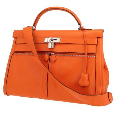 Bolso de mano Hermès  Kelly Lakis en cuero naranja