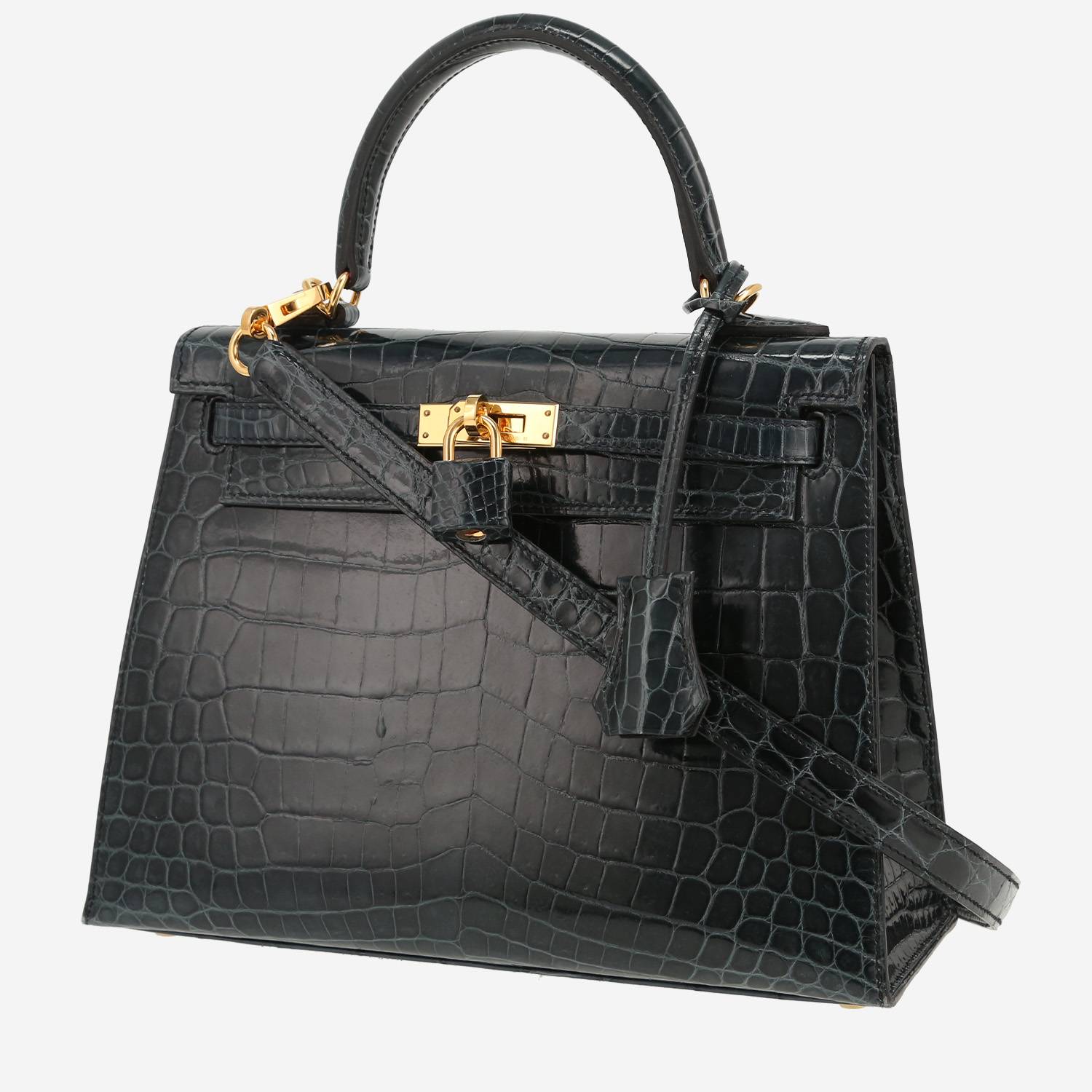 Hermès  Kelly 25 cm handbag  in Vert Rousseau niloticus crocodile