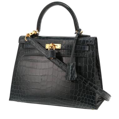 Sac à main Hermès  Kelly 25 cm en crocodile niloticus Vert Rousseau